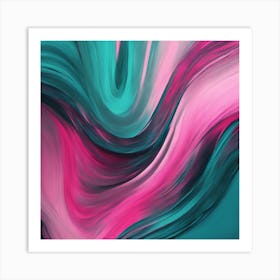 Pink and Teal Fluid Abstract Art Print