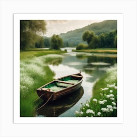 Small Boat On A River Art Print