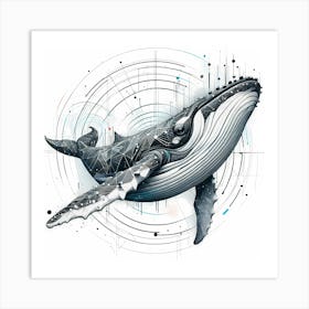 Hump Whale - Abstract Line Art Illustration 206 Art Print