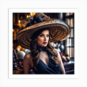 Woman In A Hat 8 Art Print