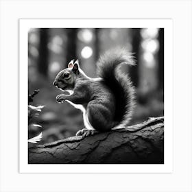 Black And White Squirrel 6 Art Print