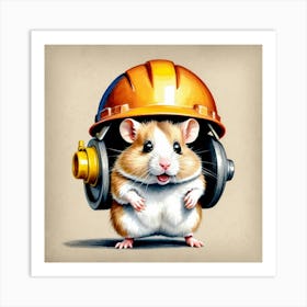 Hamster In Hard Hat 4 Art Print