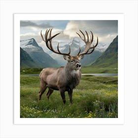 Stag In The Mountains Art Print