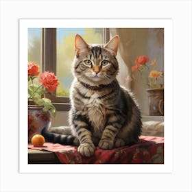 Domestic Shorthair In The Window Art Print