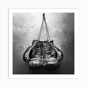 Black And White Boxing Gloves Art Print