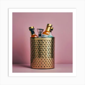 Gold Bottle Holder Art Print