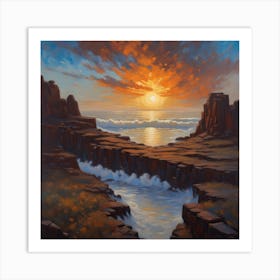 Sunset Over The Ocean 1 Art Print