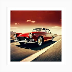 Road Street Fast Transport Speed Auto Wheel Drive Red White Vehicle Car Transportation (4) Art Print