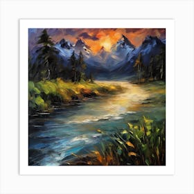 Sunset By The River 9 Art Print