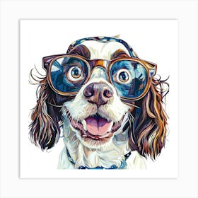 Dog With Glasses 42 Art Print