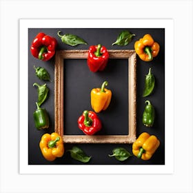 Colorful Peppers In A Frame 16 Art Print