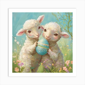 Easter Lambs Art Print