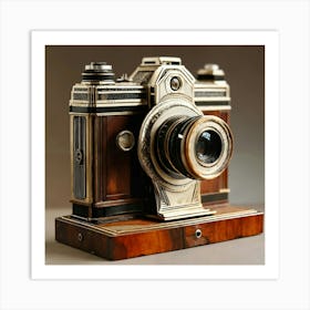 A Vintage Camera Reimagined: An Art Deco Sculpture Art Print