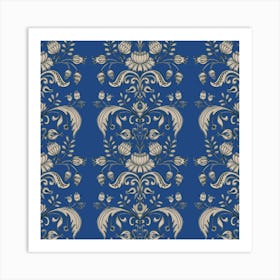 Folk Pattern Blue Art Print