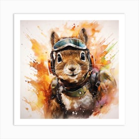 Squirrel In Goggles Art Print