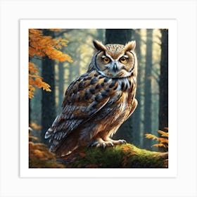 Owl In The Forest 150 Art Print