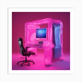 Furniture Design, Tall Computer, Inflatable, Fluorescent Viva Magenta Inside, Transparent, Concept P Art Print