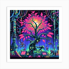 8-bit cybernetic jungle Art Print