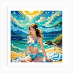 Girl On The Beachetg Art Print