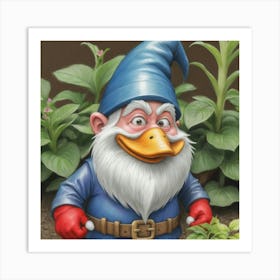 Gnome In The Garden 3 Art Print