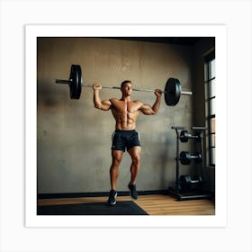 Man Lifting Barbell In Gym Art Print