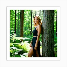 Sexy Woman In Forest Art Print