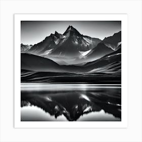 Mountain Range Reflected In A Lake Art Print