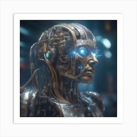 Futuristic Portrait Of A Robot Art Print