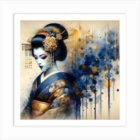 Japan Traditional Geisha Illustration By Ad 40 Art Print