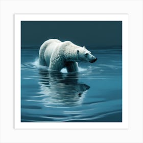 Wading through the Arctic Sea, Polar Bear Art Print