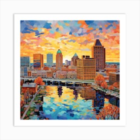 Sunset Over The River 1 Art Print