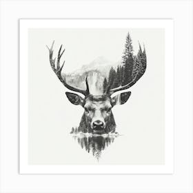 Deer Head Canvas Art Art Print