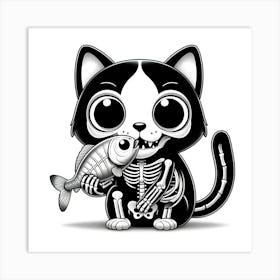 Skeleton Cat 2 Art Print