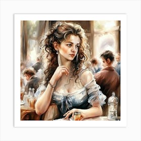 Lady At A Table Art Print