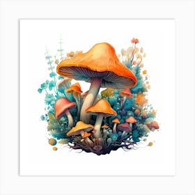 Mushrooms And Flowers 49 Art Print