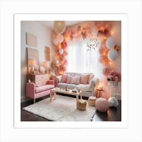 Pink Living Room Decor Art Print