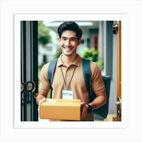 Delivery Man Holding A Package 1 Art Print