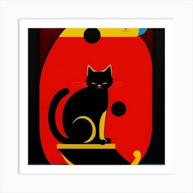 Cat On A Sled Art Print