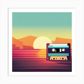 Retro Sunset Cassette 1990s Art Print