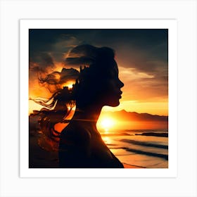 Sunset Portrait Of A Woman Art Print