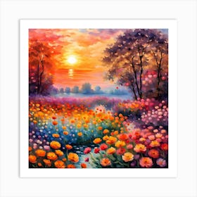 Garden Of Colorful Flowers Art Print