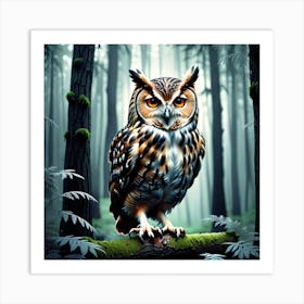 Owl In The Forest 21 Art Print