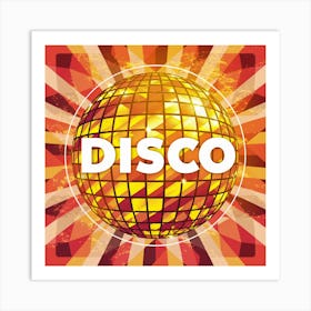 Disco Ball Orange Disco Poster Trendy Aesthetic (4) Art Print