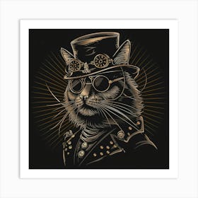 Steampunk Cat 13 Art Print