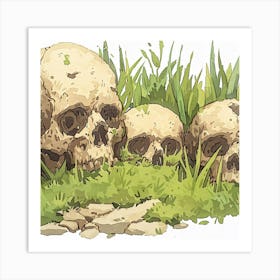 Skulls In Grass Art Print