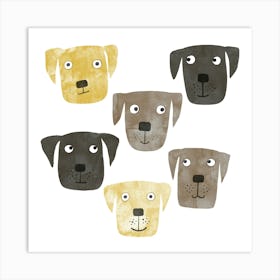 Fun Watercolor Labrador Retriever Dogs Art Print