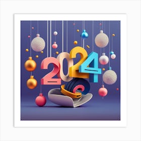 Happy New Year 2024 Art Print