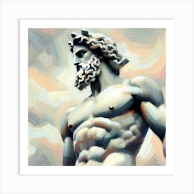 Pastell Color Brush Painting Statue Of Zeus At Olympia 2 Art Print