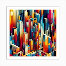 Bold Colors And Geometric Shapes Inspired By A Metropolis (1) Art Print