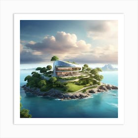 Futuristic House On The Island Art Print